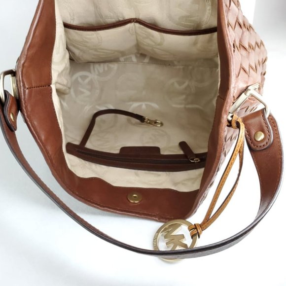 MICHAEL KORS Brown Woven Leather Top Handle Bag - Picture 9 of 10